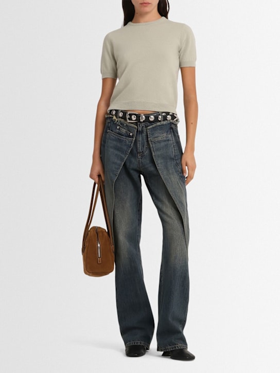 Maison Margiela: Wool knit top - グリーン - women_1 | Luisa Via Roma