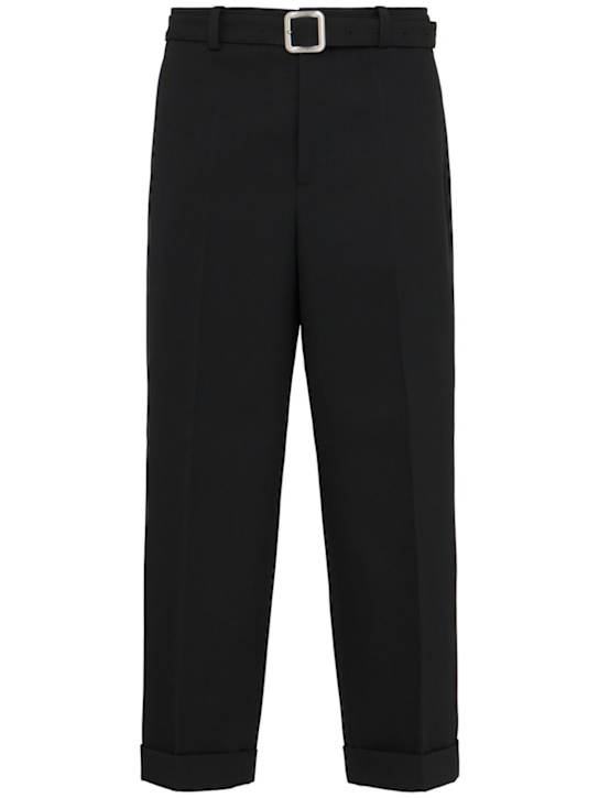 Jil Sander: リラックスフィットウールギャバジンクロップドパンツ - ブラック - men_0 | Luisa Via Roma
