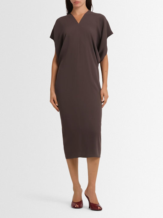 MM6 Maison Margiela: Jersey midi dress - Brown - women_1 | Luisa Via Roma