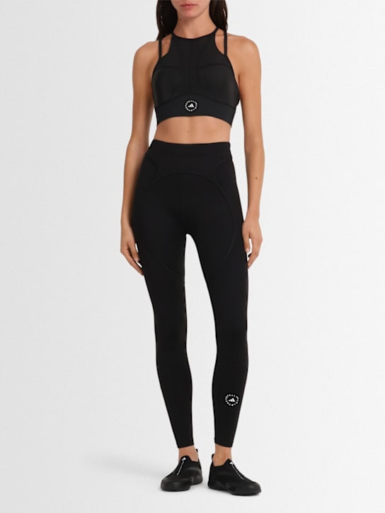 adidas By Stella McCartney: Training Micro Dot crop top bra - Black - women_1 | Luisa Via Roma