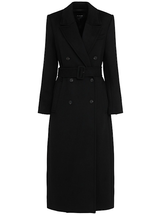A.EMERY: Kenner belted double breast long coat - Black - women_0 | Luisa Via Roma