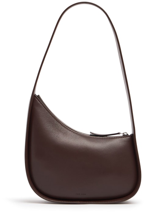 The Row: Half moon leather shoulder bag - Heather Brown - women_0 | Luisa Via Roma