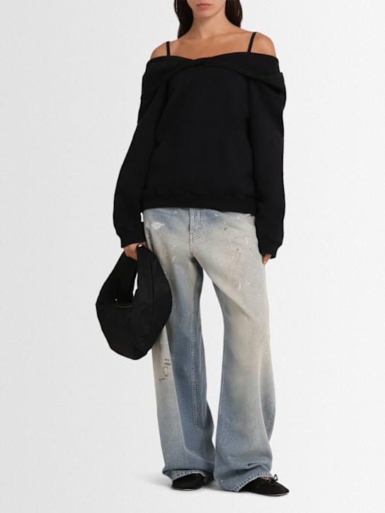 MM6 Maison Margiela: Cotton brushed off-the-shoulder top - women_1 | Luisa Via Roma