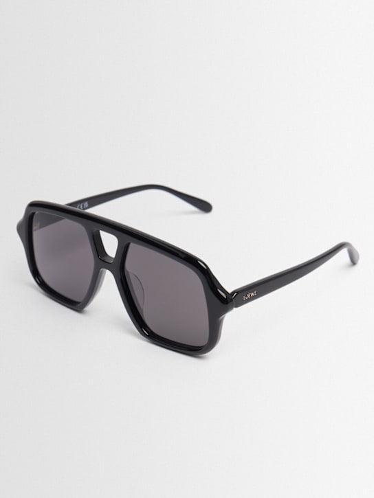 Loewe: Slim rectangular acetate sunglasses - Black - men_1 | Luisa Via Roma