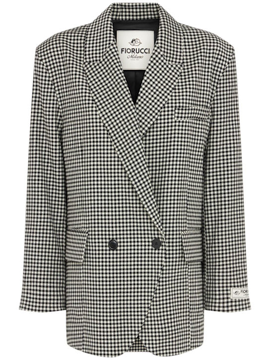 Fiorucci: Wool blend single breasted blazer - Black/White - women_0 | Luisa Via Roma
