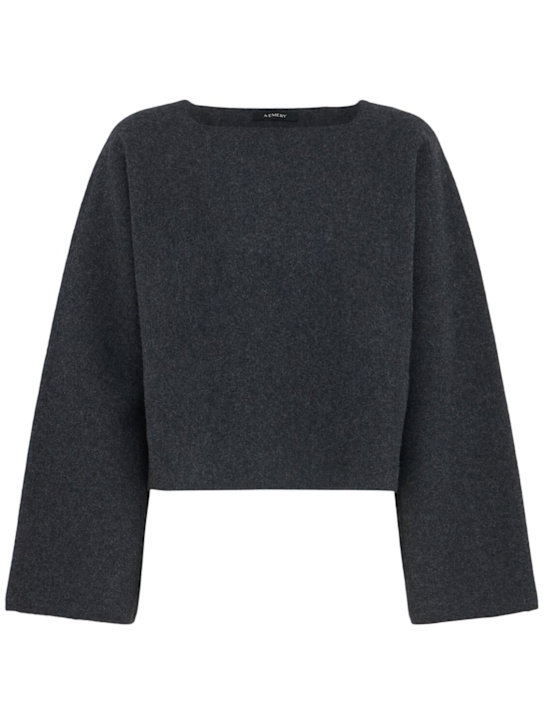 A.EMERY: Greta cropped knit wool sweater - Dark Grey - women_0 | Luisa Via Roma