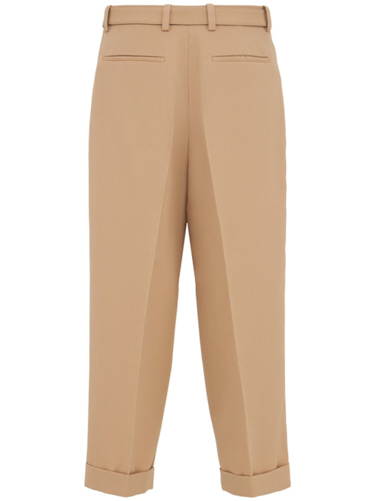 Jil Sander: Relaxed fit wool gabardine cropped pants - Clay - men_1 | Luisa Via Roma