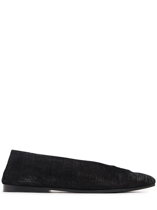 Marsell: Scivolo embossed suede ballerina flats - Black - women_0 | Luisa Via Roma
