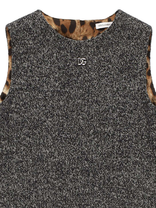 Dolce&Gabbana: Wool blend dress - グレー/ブラック - kids-girls_1 | Luisa Via Roma