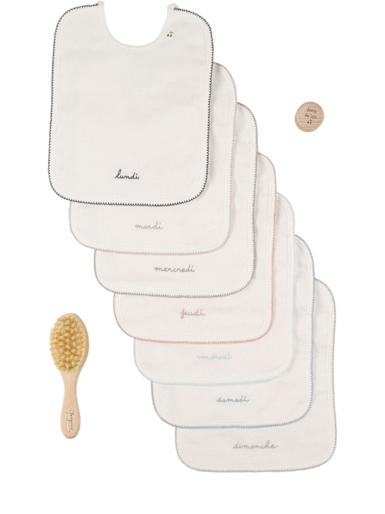 Bonpoint: Days of the week bib set w/ brush & box - kids-boys_0 | Luisa Via Roma