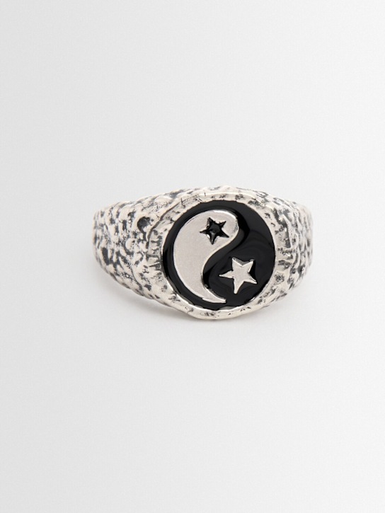 TwoJeys: Enameled Yin Yang ring - Silver - men_1 | Luisa Via Roma