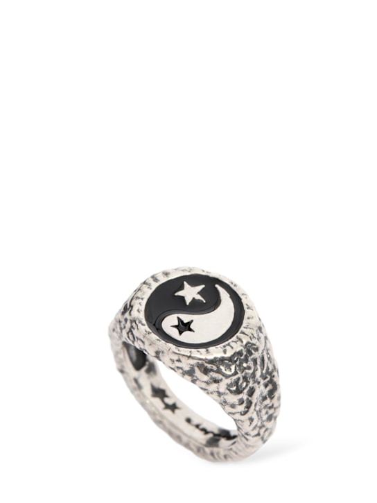 TwoJeys: Enameled Yin Yang ring - Silver - men_0 | Luisa Via Roma