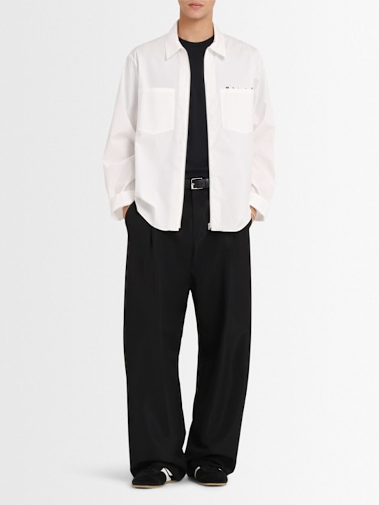 Marni: Marni logo boxy fit cotton shirt - men_1 | Luisa Via Roma
