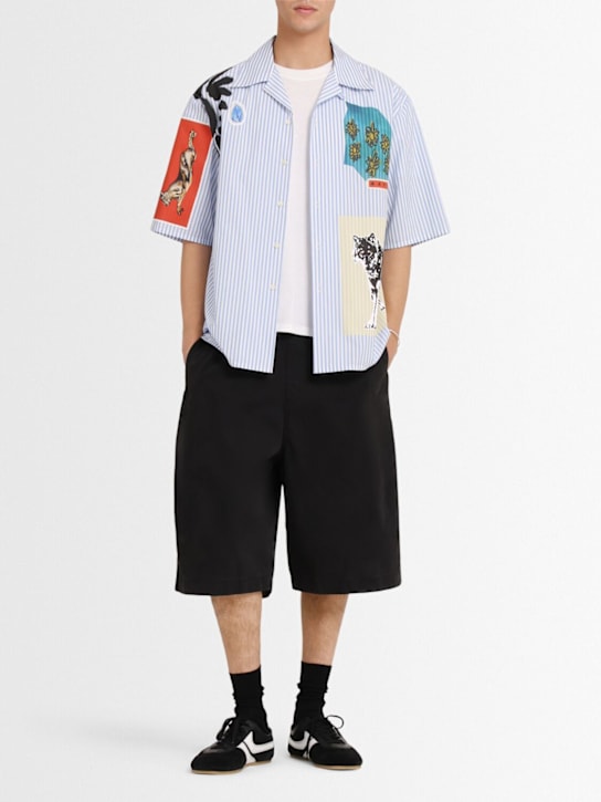 Marni: Mixed media striped poplin shirt - Iris Lue - men_1 | Luisa Via Roma