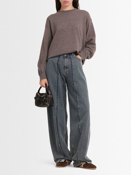 MM6 Maison Margiela: Mid rise wide jeans - Light Grey - women_1 | Luisa Via Roma