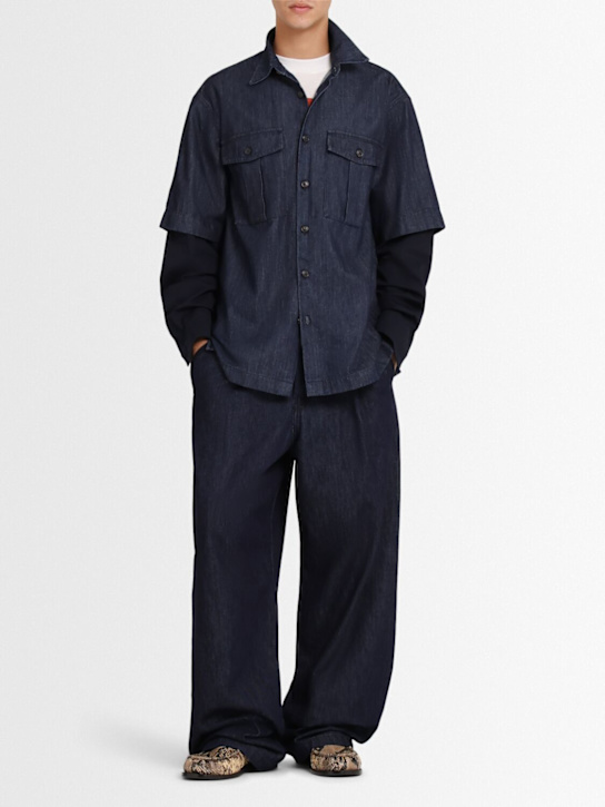Dries Van Noten: Cassen cotton shirt - Indigo - men_1 | Luisa Via Roma