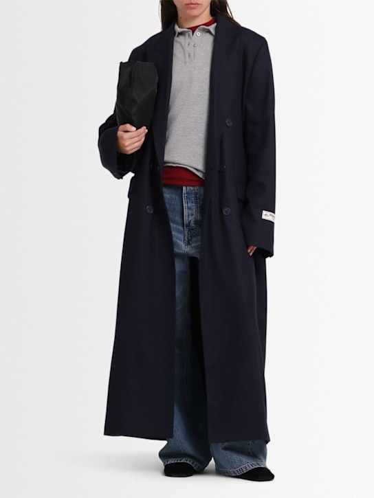 Fiorucci: Light wool blend maxi coat - Navy - women_1 | Luisa Via Roma