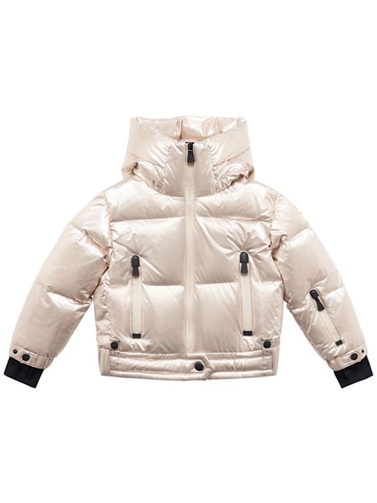 Moncler Grenoble: Violette metallic tech blend down jacket - kids-girls_0 | Luisa Via Roma