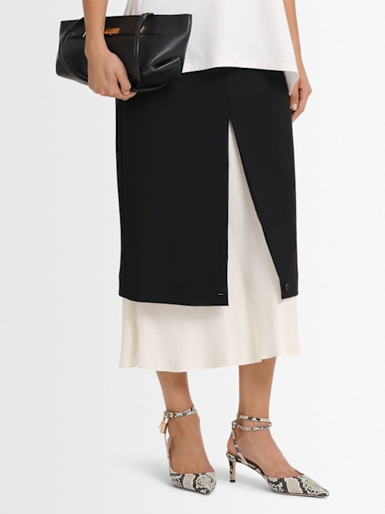 Tom Ford: 55mm Padlock python print leather pumps - Beige/Black - women_1 | Luisa Via Roma