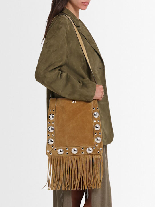 Valentino Garavani: Fringed suede shoulder bag - women_1 | Luisa Via Roma