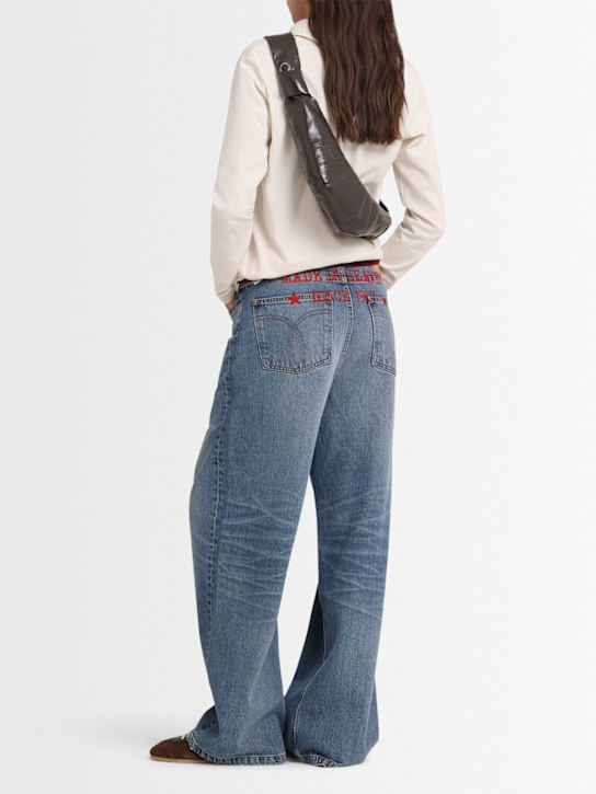 Fiorucci: Faded denim baggy jeans - Medium Blue - women_1 | Luisa Via Roma