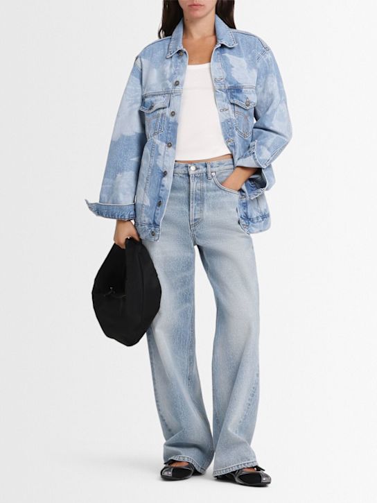 Fiorucci: Printed cotton denim jacket - Medium Blue - women_1 | Luisa Via Roma