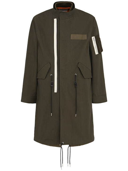 Sacai: Ripstop coat - Khaki - men_0 | Luisa Via Roma