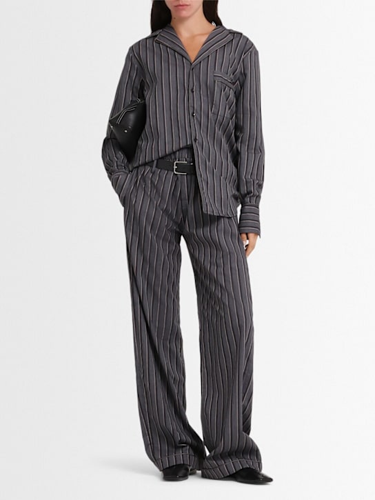 BETTTER: Essential wide leg cotton pants - Grey/Multi - women_1 | Luisa Via Roma