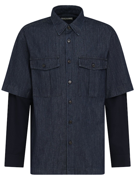 Dries Van Noten: Cassen cotton shirt - Indigo - men_0 | Luisa Via Roma