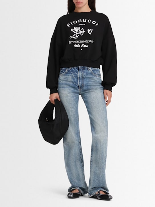 Fiorucci: Cupid Love Club print crop sweatshirt - Black - women_1 | Luisa Via Roma