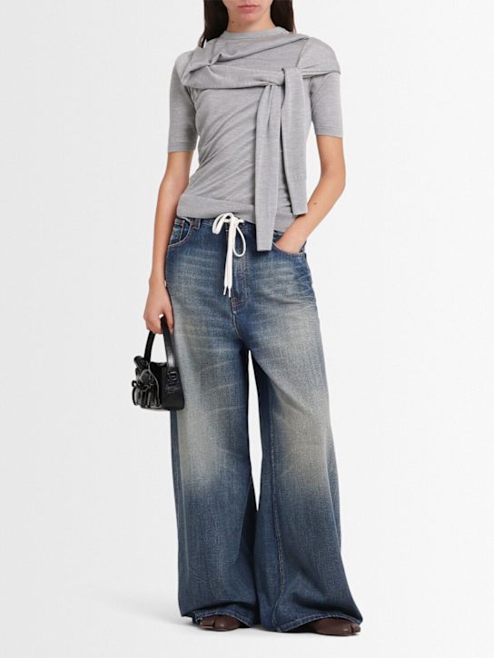 MM6 Maison Margiela: Mid rise wide jeans - Blue - women_1 | Luisa Via Roma