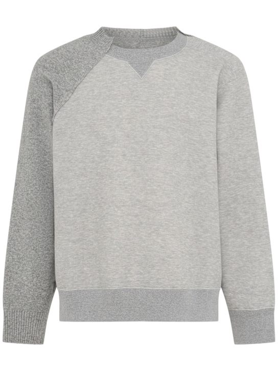 Sacai: Wool knit sponge sweatshirt - Light Grey - men_0 | Luisa Via Roma