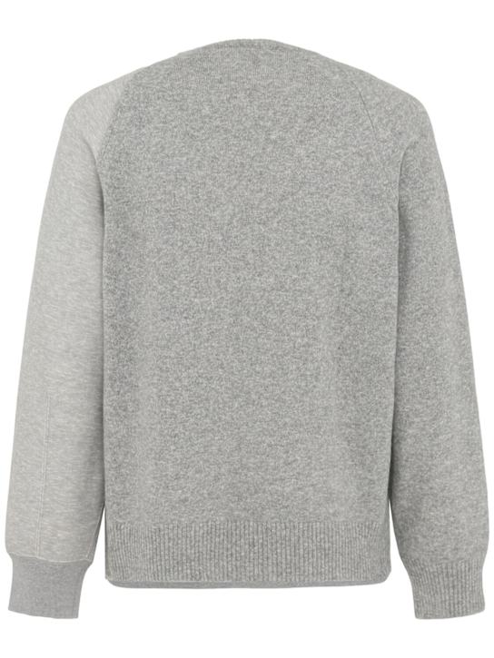 Sacai: 羊毛针织海绵卫衣 - 浅灰色 - men_1 | Luisa Via Roma