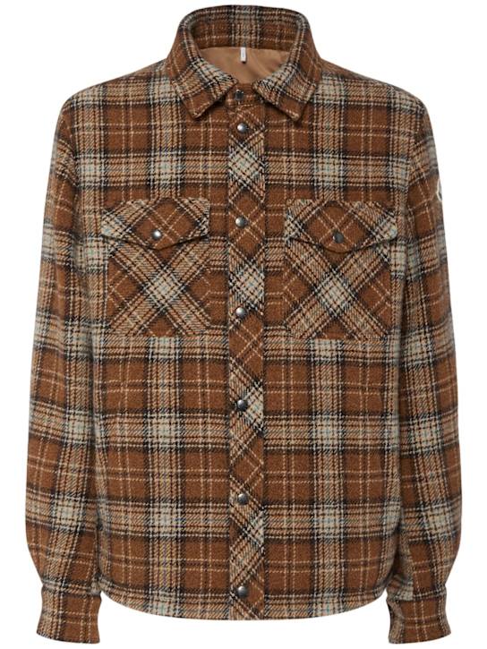 Moncler: Pure check virgin wool shirt - Fantasy - men_0 | Luisa Via Roma