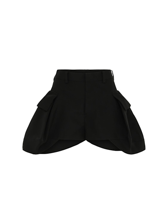 Sacai: Double-face silk blend shorts - Black - women_0 | Luisa Via Roma