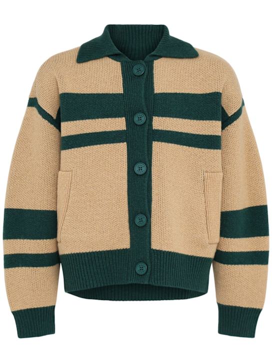 INDEE: Wool blend knit cardigan - グリーン - kids-girls_0 | Luisa Via Roma