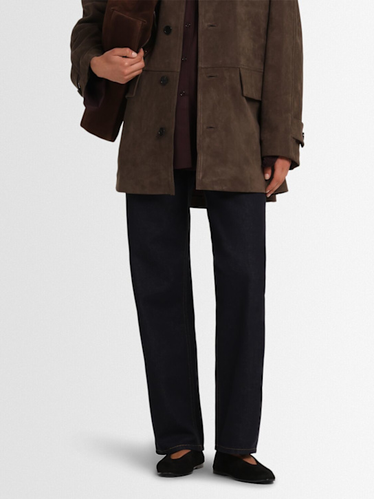 Marsell: Scivolo embossed suede ballerina flats - Black - women_1 | Luisa Via Roma