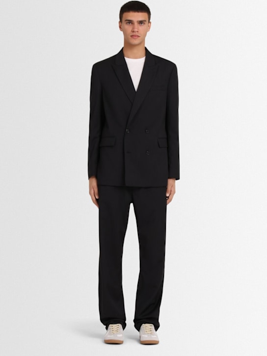 The Core: Double breasted wool twill blazer - Grey - men_1 | Luisa Via Roma