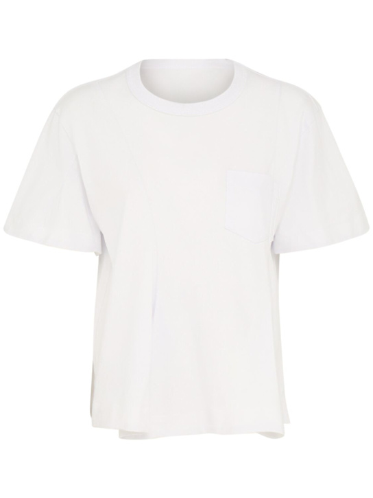 Sacai: Cotton jersey t-shirt - White - women_0 | Luisa Via Roma