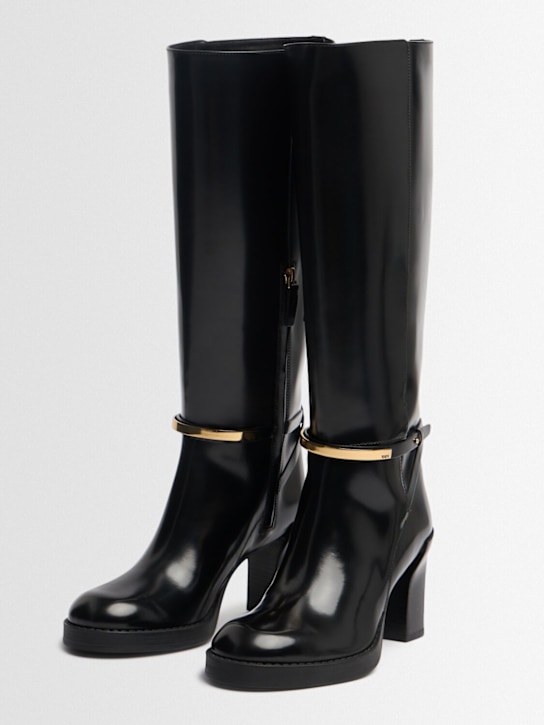 Tod's: 80mm Leather high boots - Black - women_1 | Luisa Via Roma
