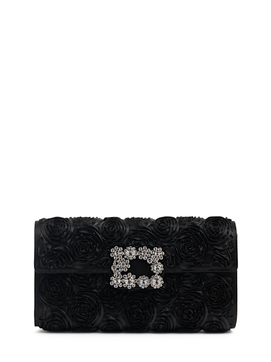 Roger Vivier: Crystal flower buckle envelope clutch - Black - women_0 | Luisa Via Roma