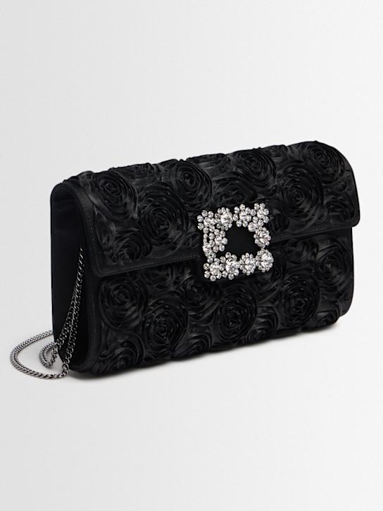 Roger Vivier: Crystal flower buckle envelope clutch - Black - women_1 | Luisa Via Roma