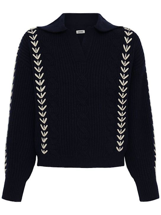 INDEE: Wool blend sweater - ネイビー - kids-girls_0 | Luisa Via Roma