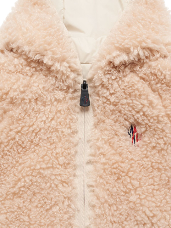 Moncler Grenoble: Reversible zip-up tech teddy hoodie - kids-girls_1 | Luisa Via Roma