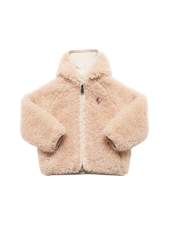 Moncler Grenoble: Reversible zip-up tech teddy hoodie - kids-girls_0 | Luisa Via Roma