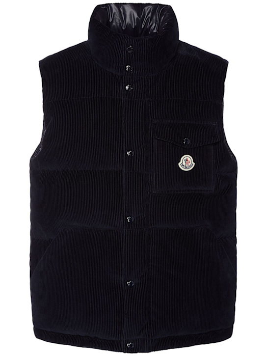 Moncler: Agen cotton down vest - ナイトスカイ - men_0 | Luisa Via Roma