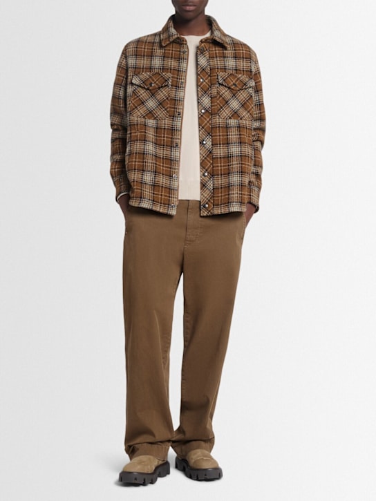 Moncler: Pure check virgin wool shirt - Fantasy - men_1 | Luisa Via Roma