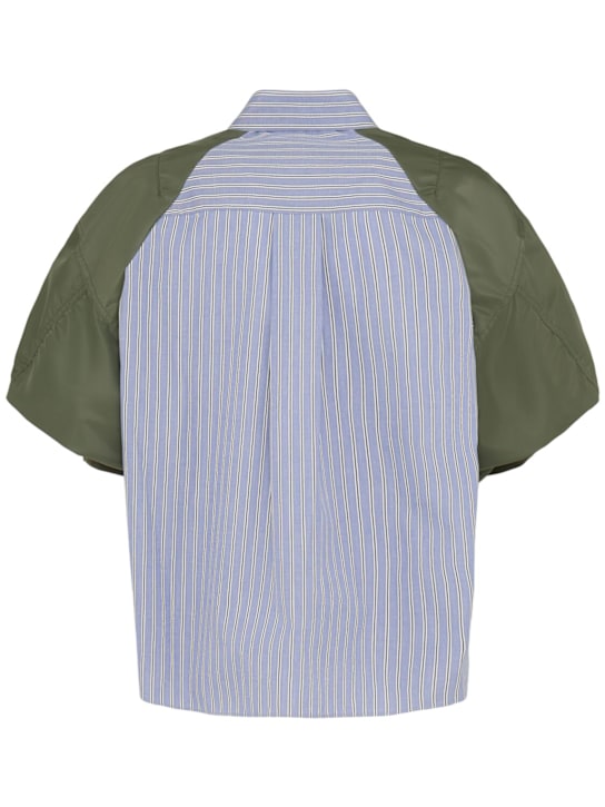 Sacai: Cotton poplin & twill shirt - Blue/Green - women_1 | Luisa Via Roma