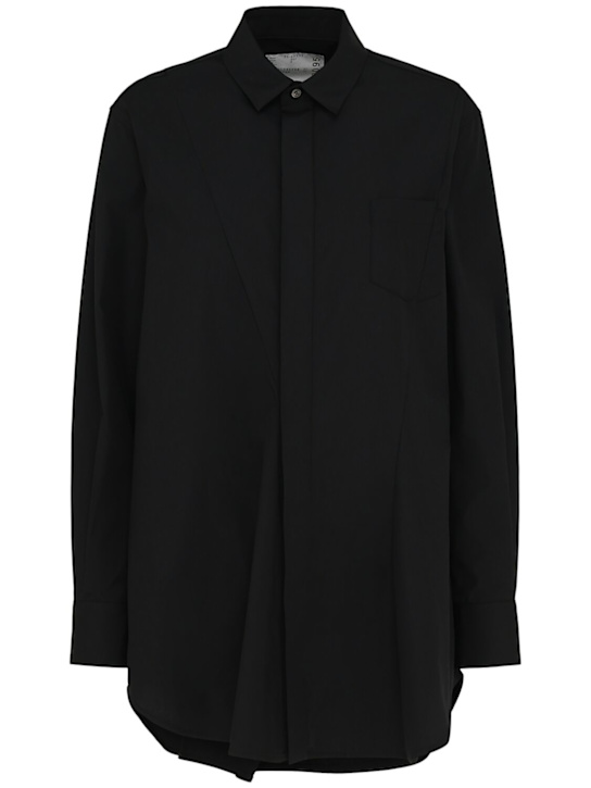 Sacai: Cotton blend shirt - Black - women_0 | Luisa Via Roma