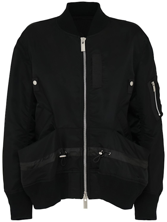 Sacai: Nylon twill jacket - Black - women_0 | Luisa Via Roma